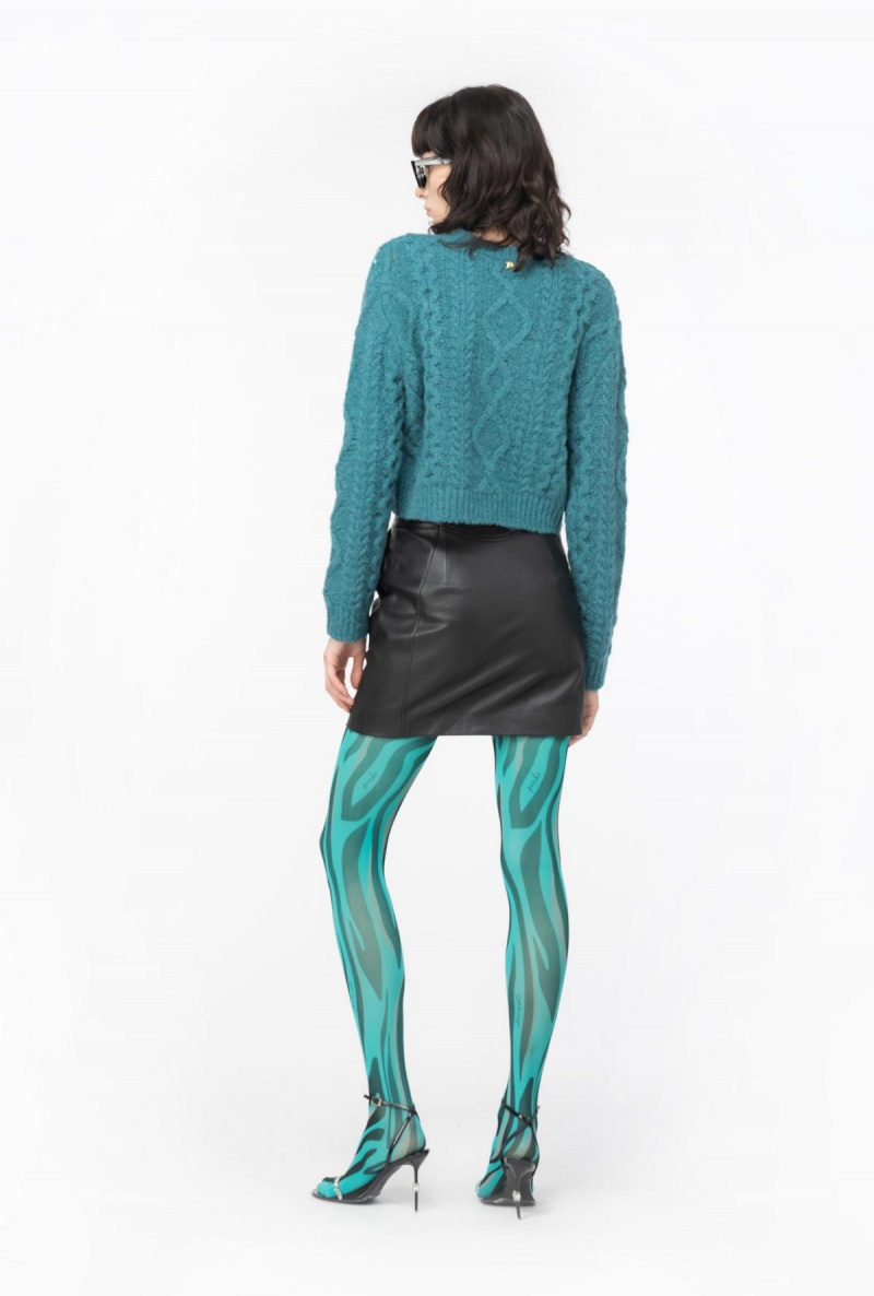 DARK LAKE GREEN Pinko Multi cable-stitched cardigan | BMYSD86125