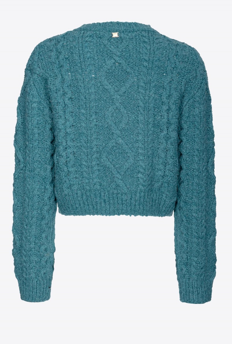 DARK LAKE GREEN Pinko Multi cable-stitched cardigan | BMYSD86125