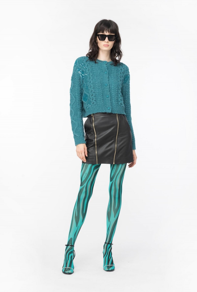 DARK LAKE GREEN Pinko Multi cable-stitched cardigan | BMYSD86125