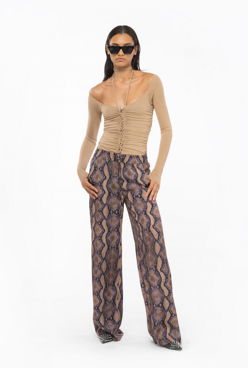 DARK LATTE Pinko Matte crepe jersey bodysuit | YMYVQ44053