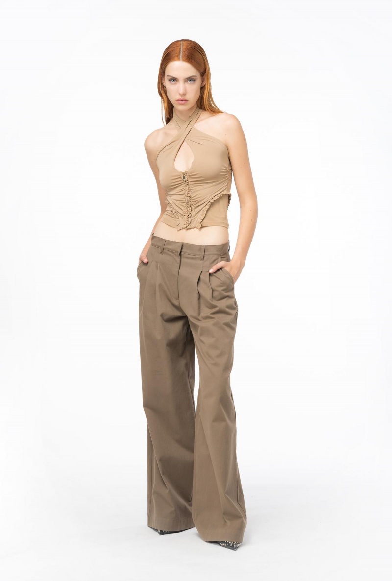DARK LATTE Pinko Matte crepe jersey top | UMYND67031