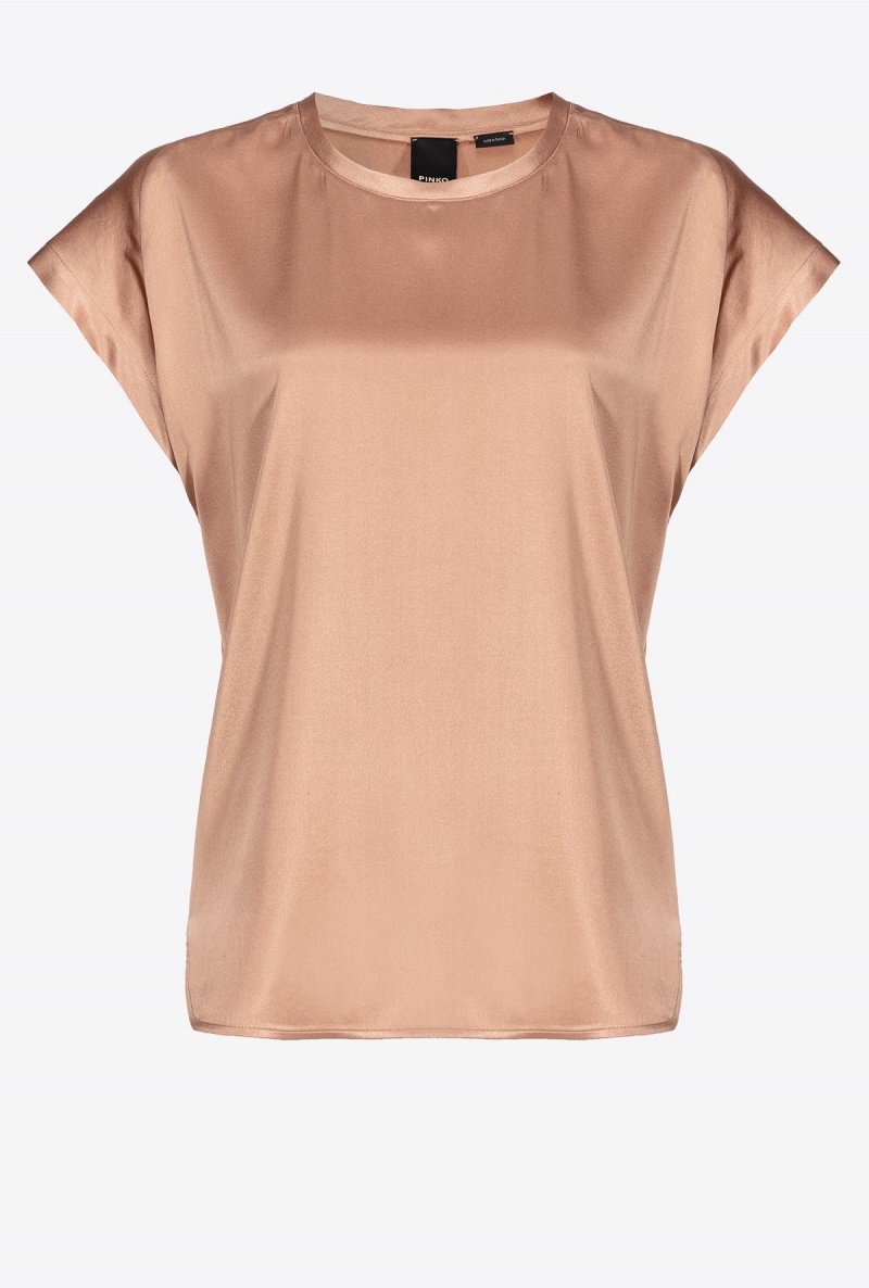 DARK LATTE Pinko Stretch satin top | MYNEJ62343