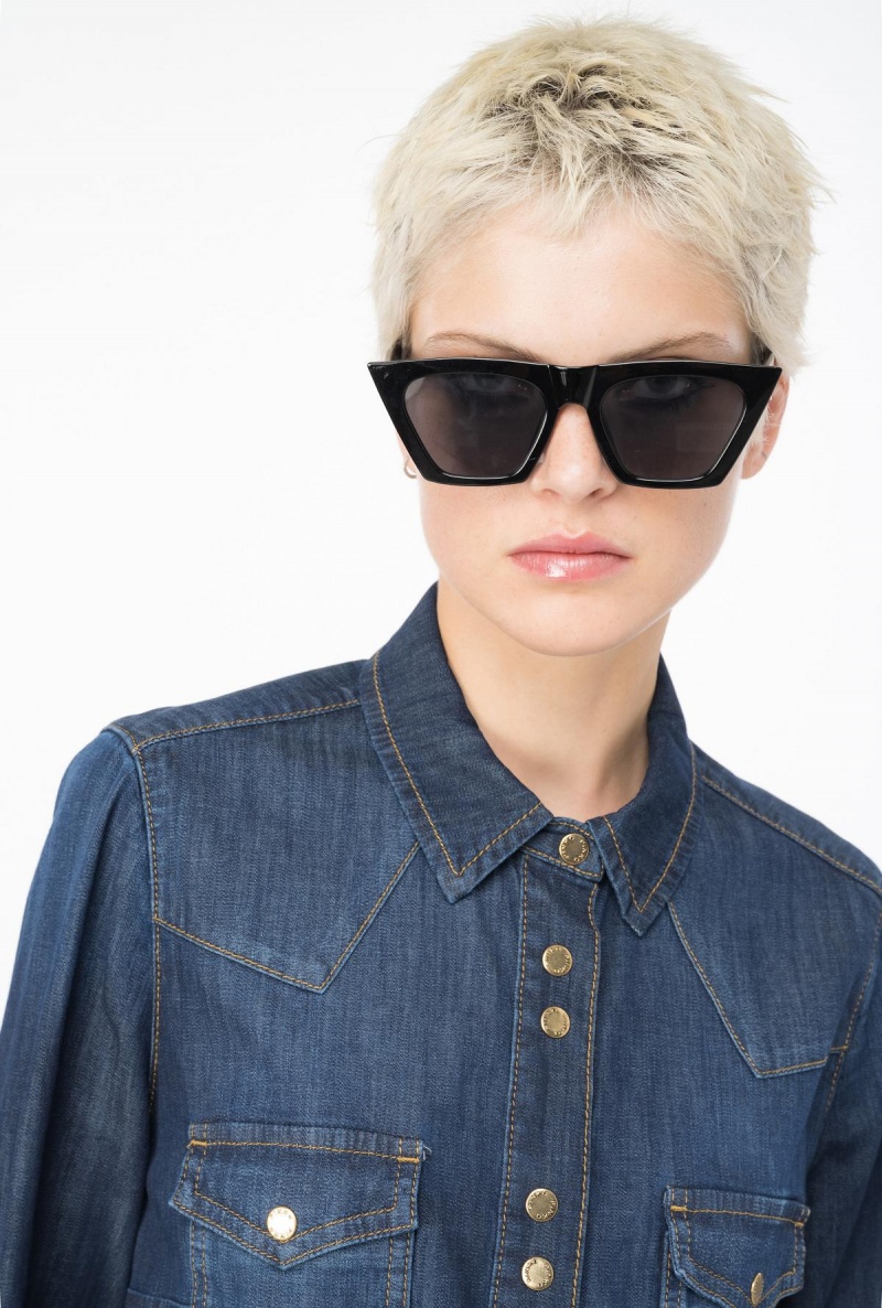 DARK MID WASH Pinko Light twill blue denim shirt | MMYHR66478