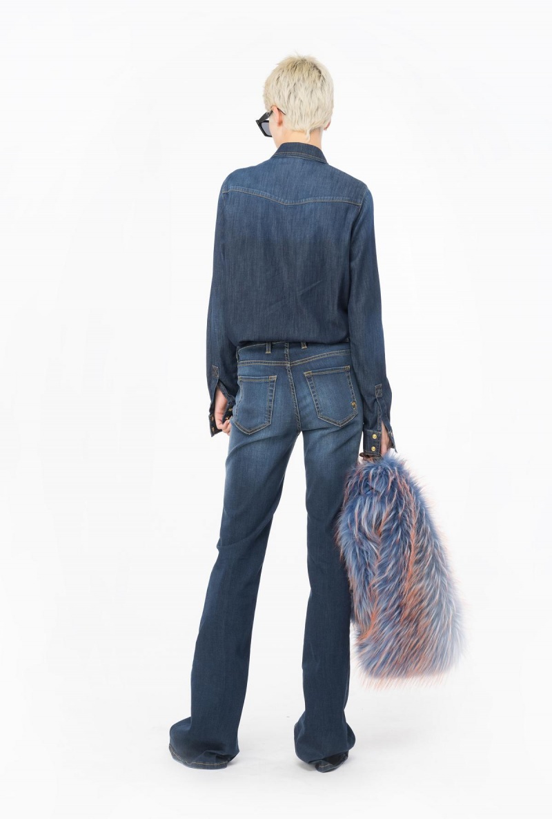DARK MID WASH Pinko Light twill blue denim shirt | MMYHR66478