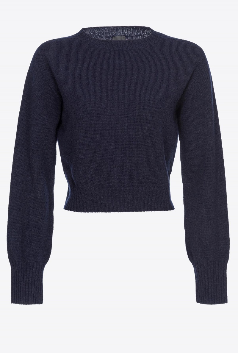 DARK NAVY BLUE Pinko Cropped cashmere-blend pullover | MYJVR40948