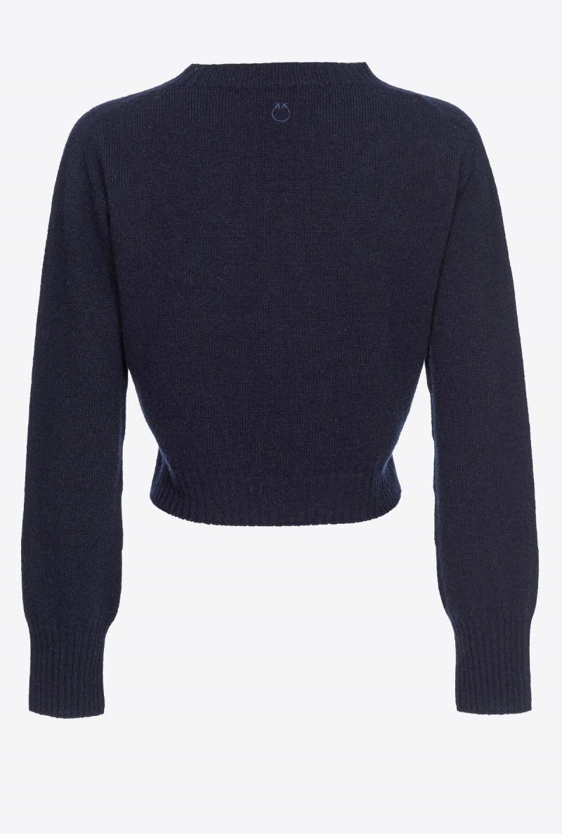 DARK NAVY BLUE Pinko Cropped cashmere-blend pullover | MYJVR40948