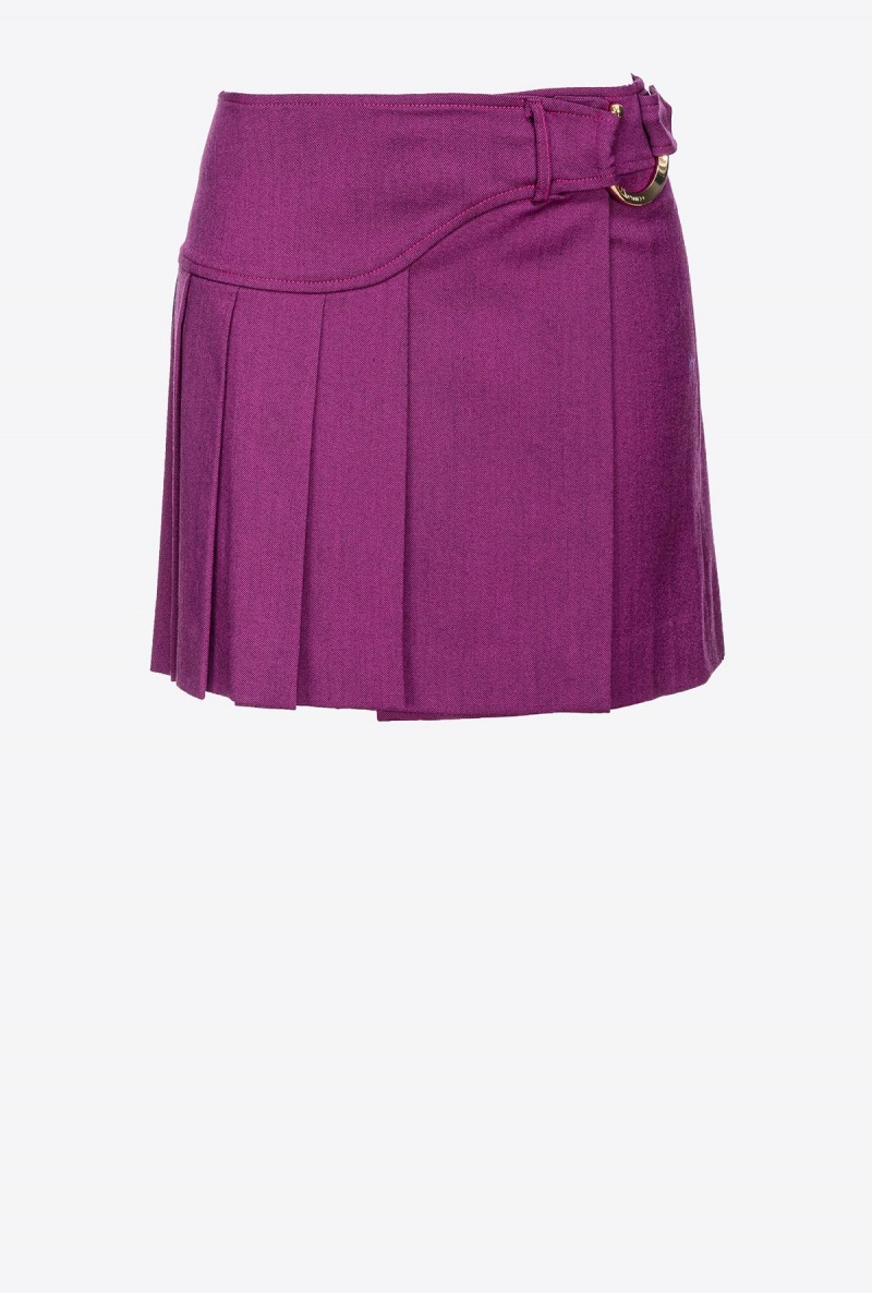DARK PURPLE Pinko Flannel mini skirt with piercing buckle | FMYHY74598