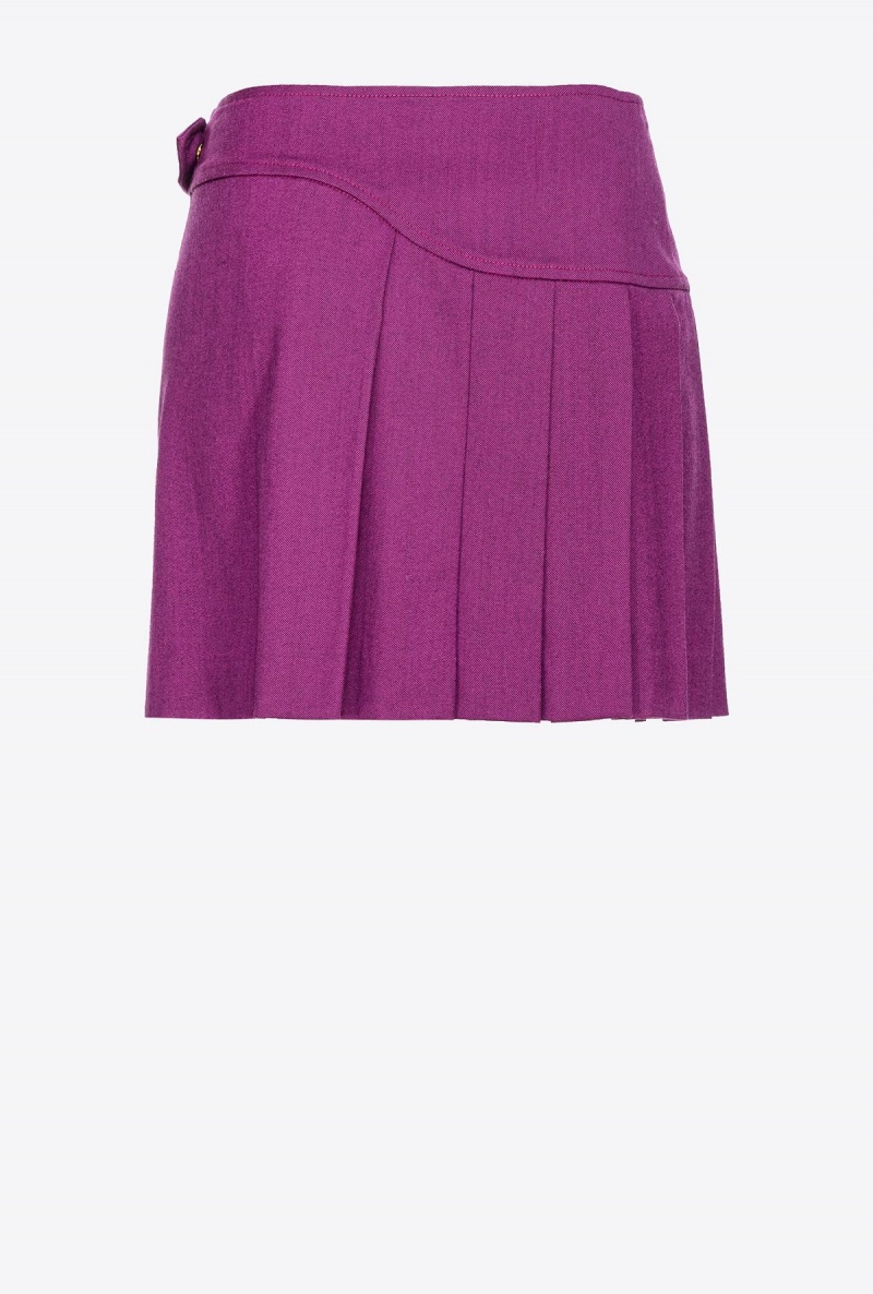 DARK PURPLE Pinko Flannel mini skirt with piercing buckle | FMYHY74598