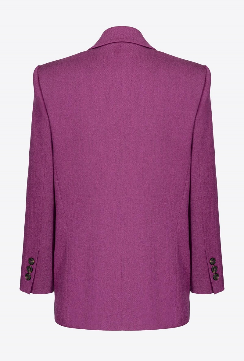 DARK PURPLE Pinko Single-breasted wool-blend flannel blazer | EMYVG75471