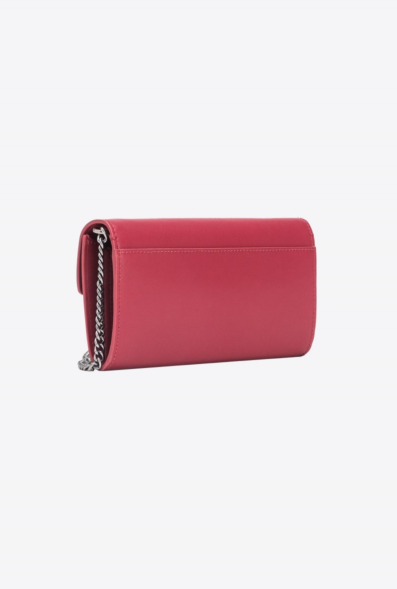 DARK RED-OLD SILVER Pinko Love Bag One Wallet with rhinestones | MYZDE87914