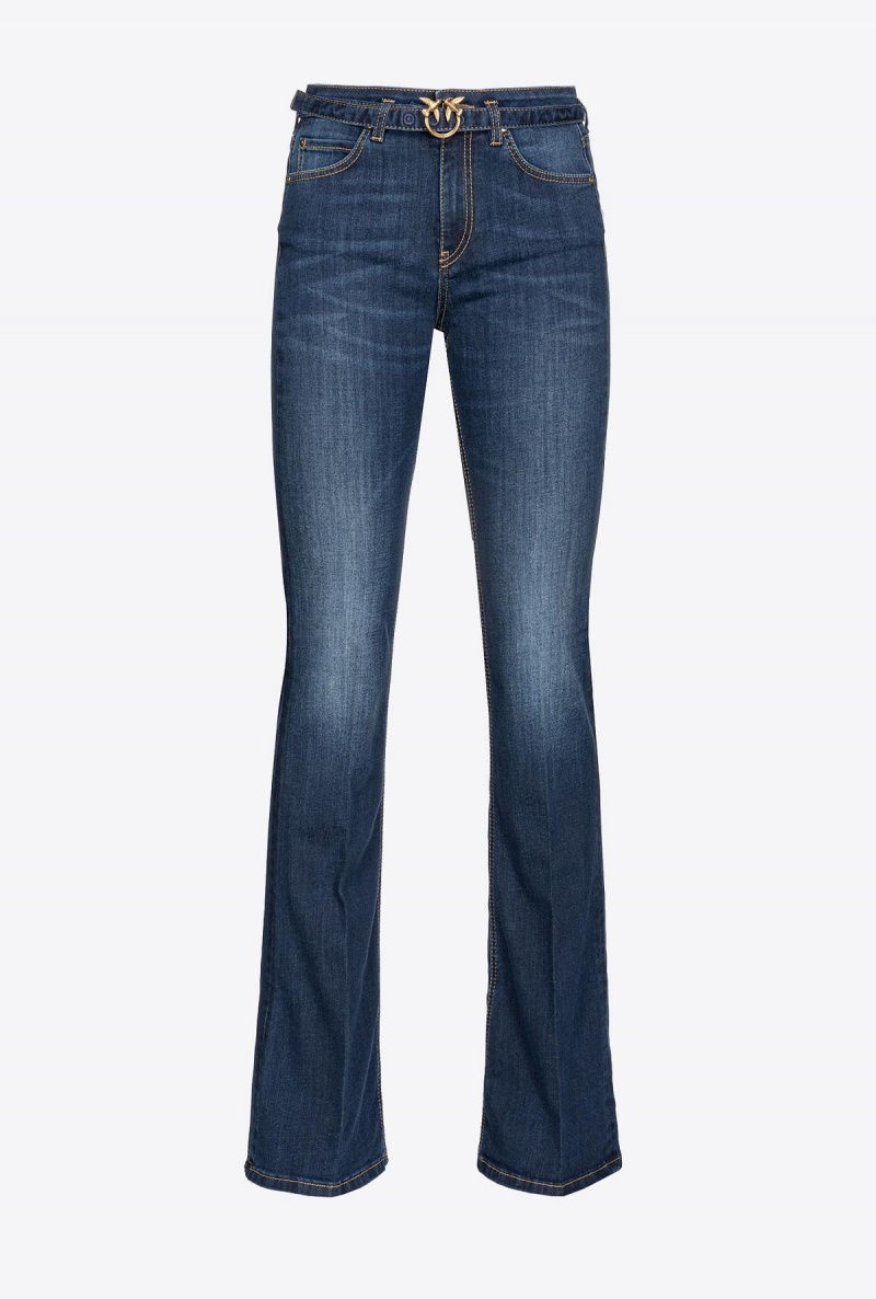 DARK WASH Pinko Stretch denim bell-bottom jeans | QMYWA69780