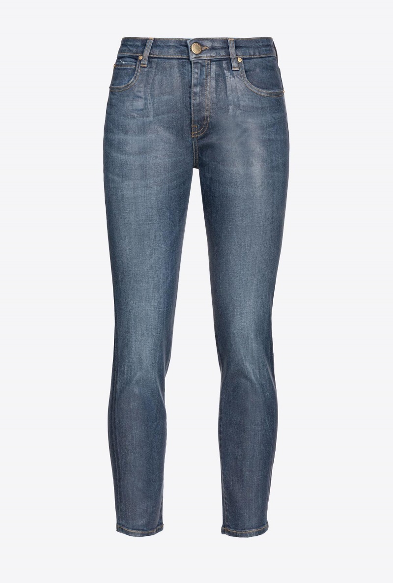 DARK WASH Pinko Wet-look denim skinny jeans | MYEGJ90777