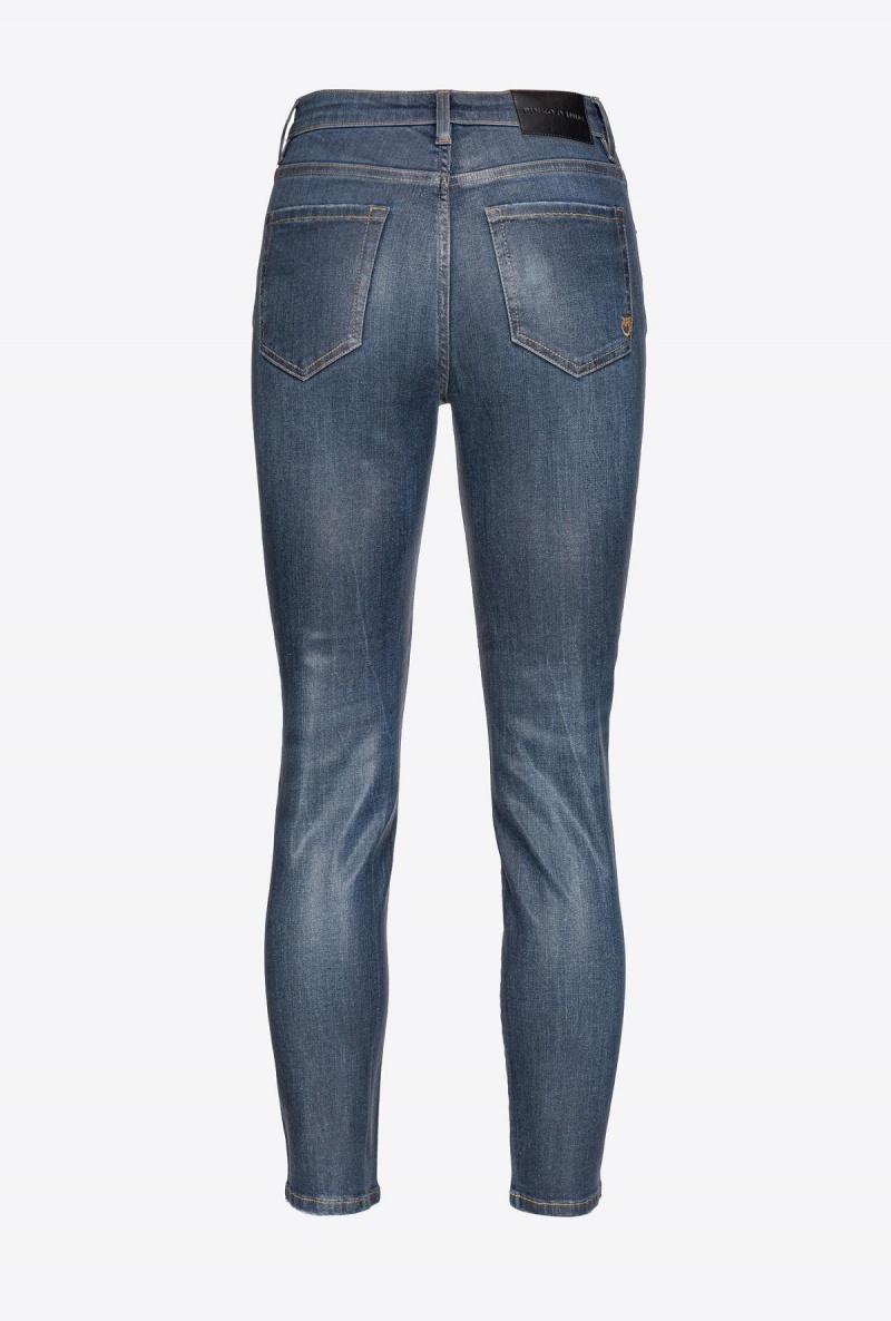DARK WASH Pinko Wet-look denim skinny jeans | MYEGJ90777