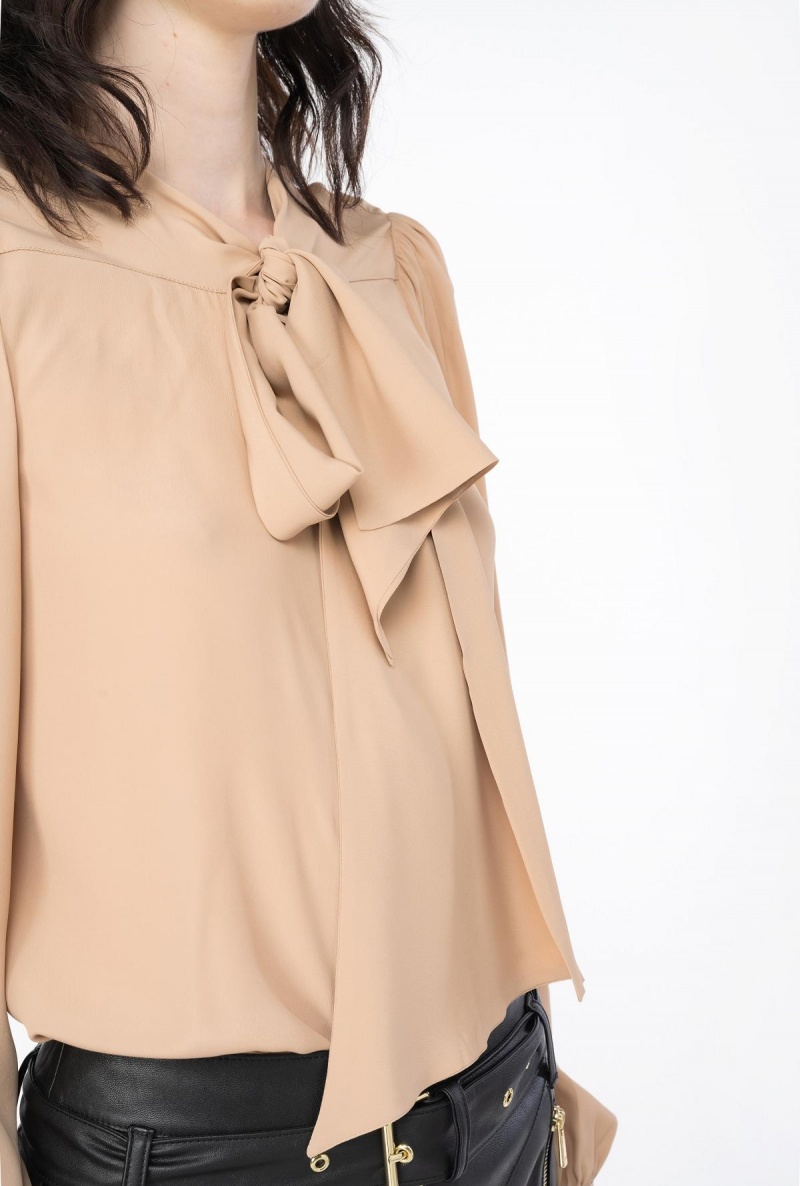DESERT PINK Pinko Crepe de Chine blouse with sash | UMYND53123