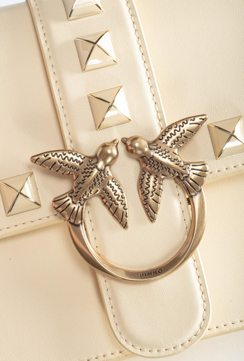DOUBLE CREAM-ANTIQUE GOLD Pinko Classic Love Bag One Painted Studs | MYEAH25688