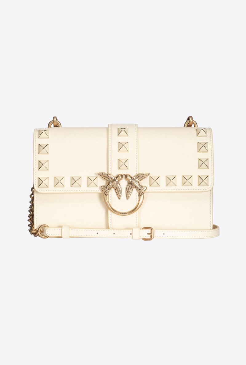 DOUBLE CREAM-ANTIQUE GOLD Pinko Classic Love Bag One Painted Studs | MYEAH25688