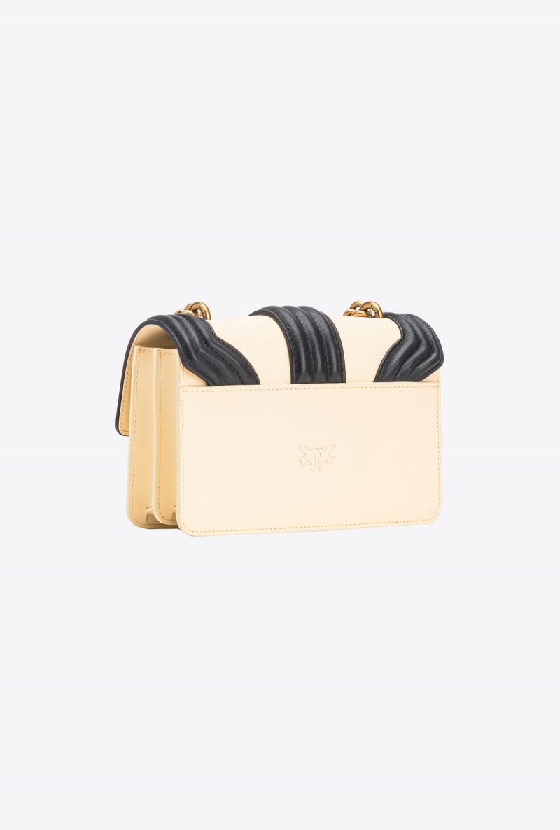 DOUBLE CREAM-ANTIQUE GOLD Pinko Mini Love Bag One with piping | MYZDE47028