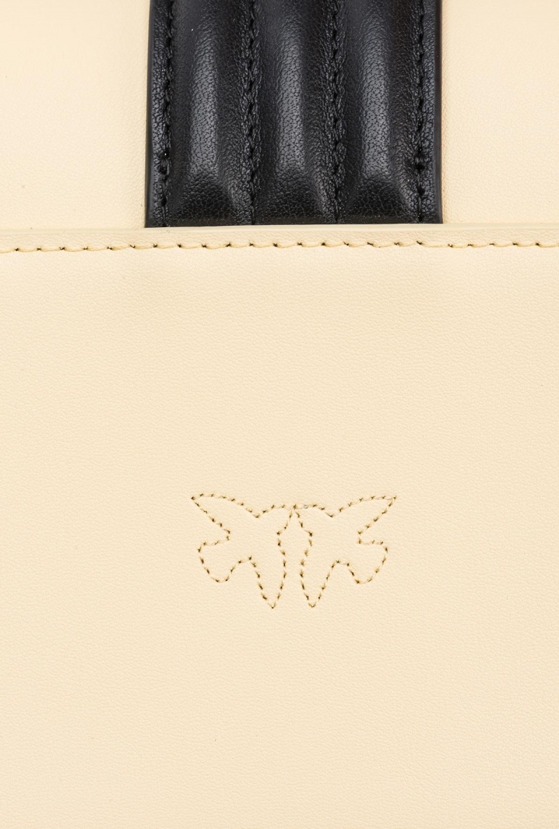 DOUBLE CREAM-ANTIQUE GOLD Pinko Mini Love Bag One with piping | MYZDE47028