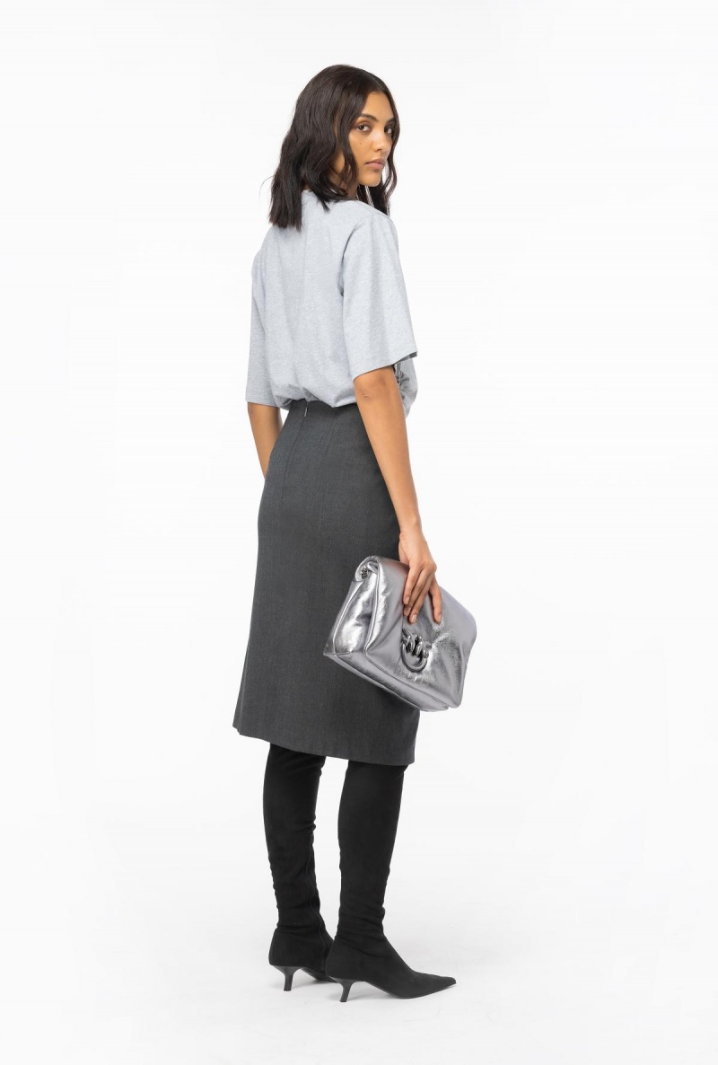 DRIZZLE GREY Pinko T-shirt with rhinestone necklace | MYQCS16114
