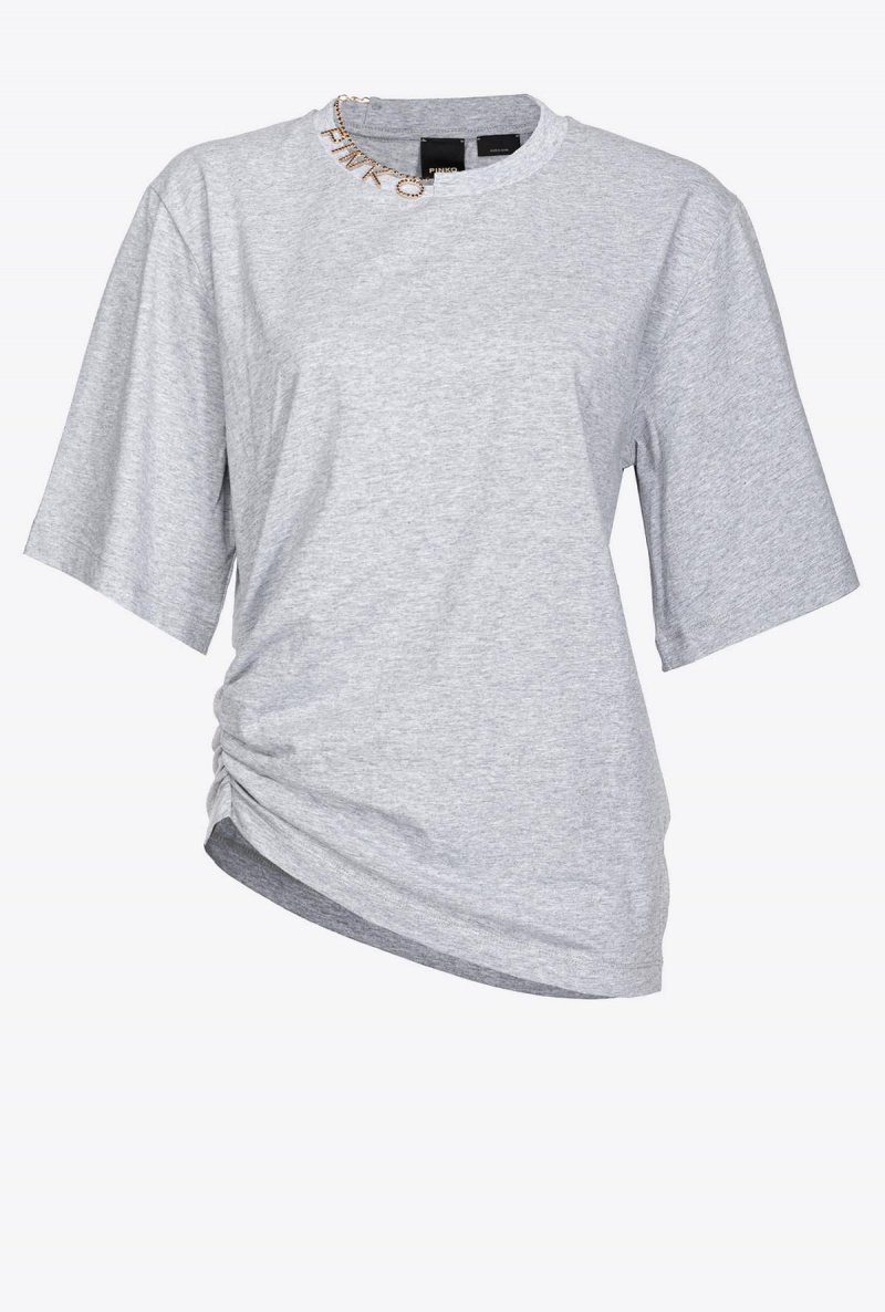 DRIZZLE GREY Pinko T-shirt with rhinestone necklace | MYQCS16114