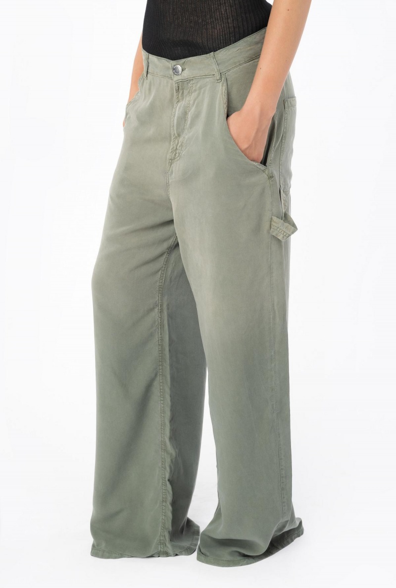 DUSTY OLIVE GREEN Pinko Faded canvas workwear trousers | MYJBT43786