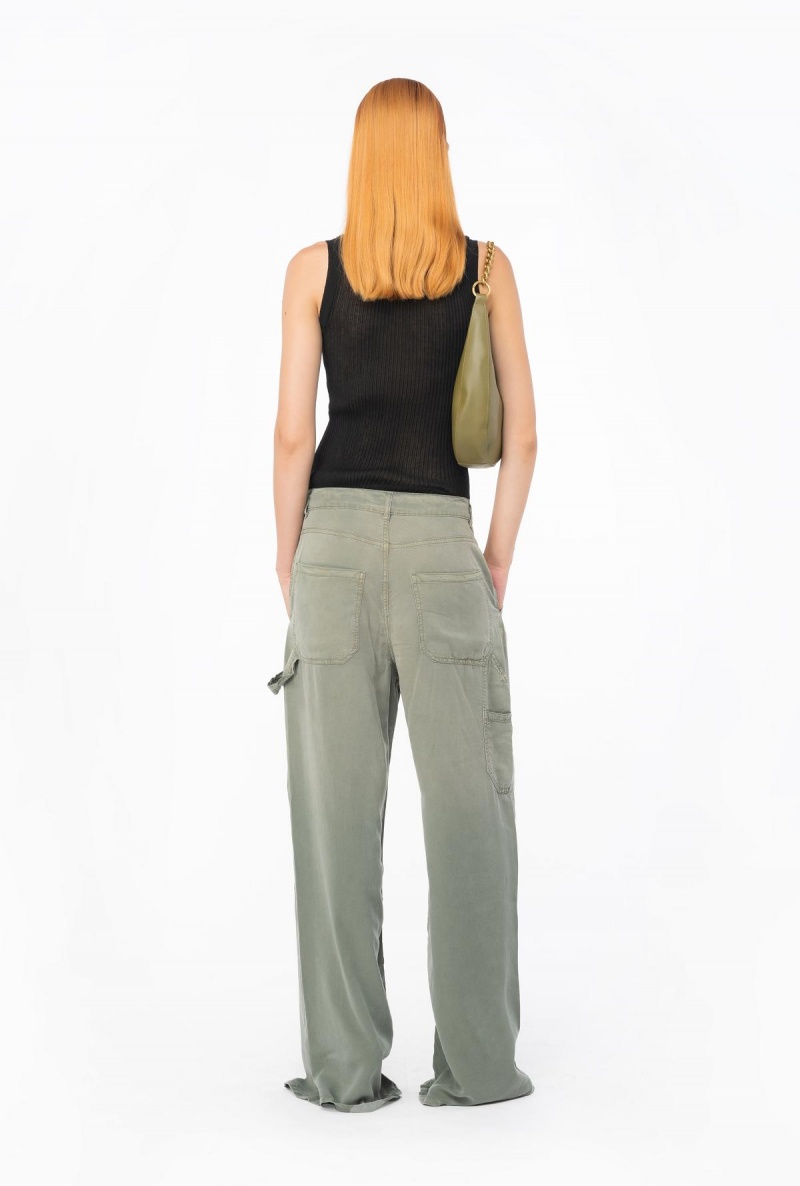 DUSTY OLIVE GREEN Pinko Faded canvas workwear trousers | MYJBT43786