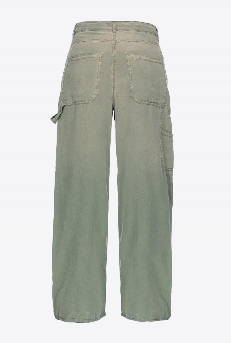 DUSTY OLIVE GREEN Pinko Faded canvas workwear trousers | MYJBT43786
