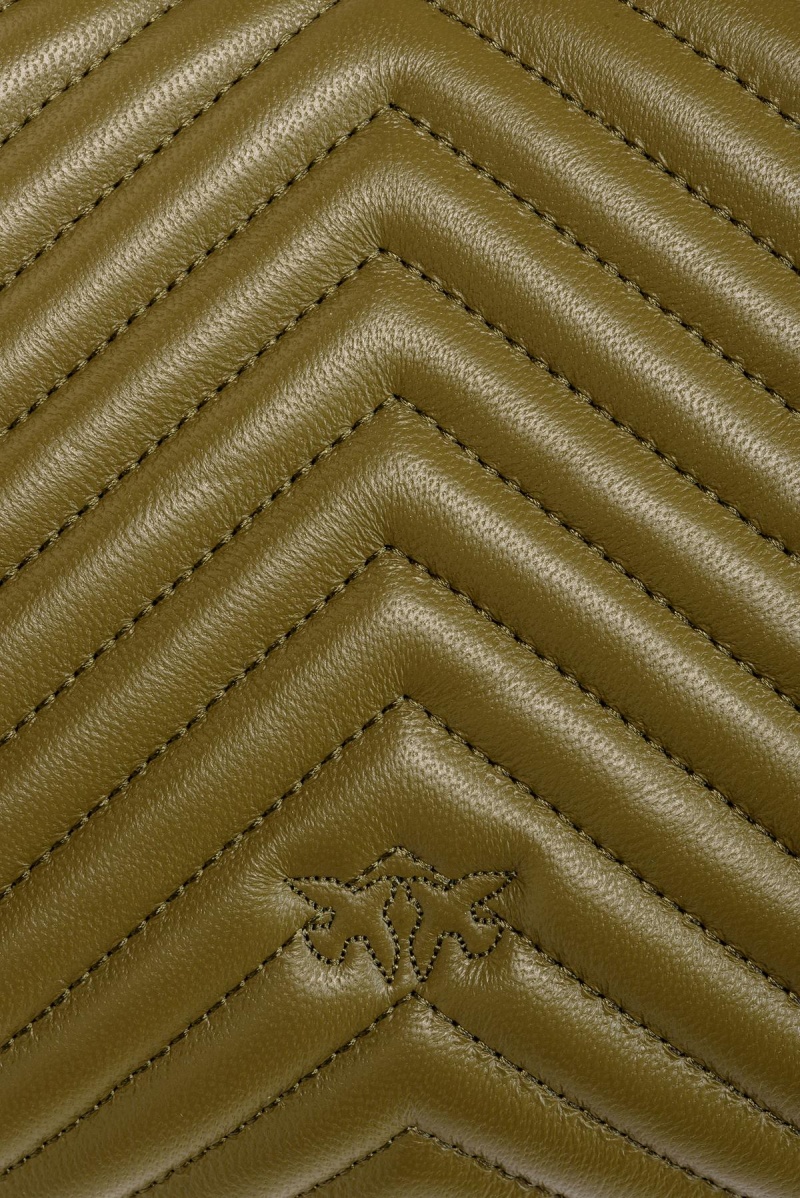 FIR GREEN-ANTIQUE GOLD Pinko Big Lady Love Bag Puff Chevron | MYEAH15525