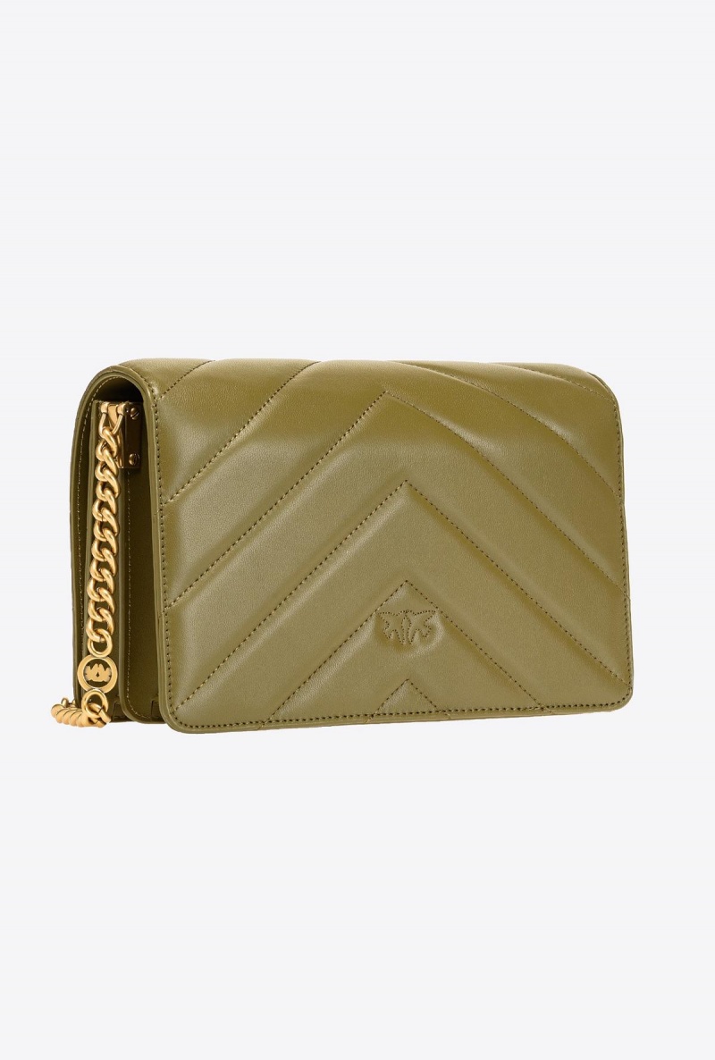 FIR GREEN-ANTIQUE GOLD Pinko Classic Love Bag Click Big Chevron | MYEAH62279