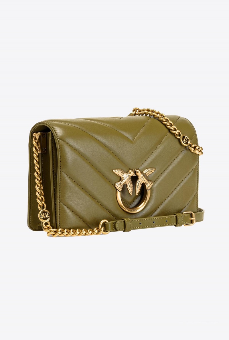 FIR GREEN-ANTIQUE GOLD Pinko Classic Love Bag Click Big Chevron | MYEAH62279
