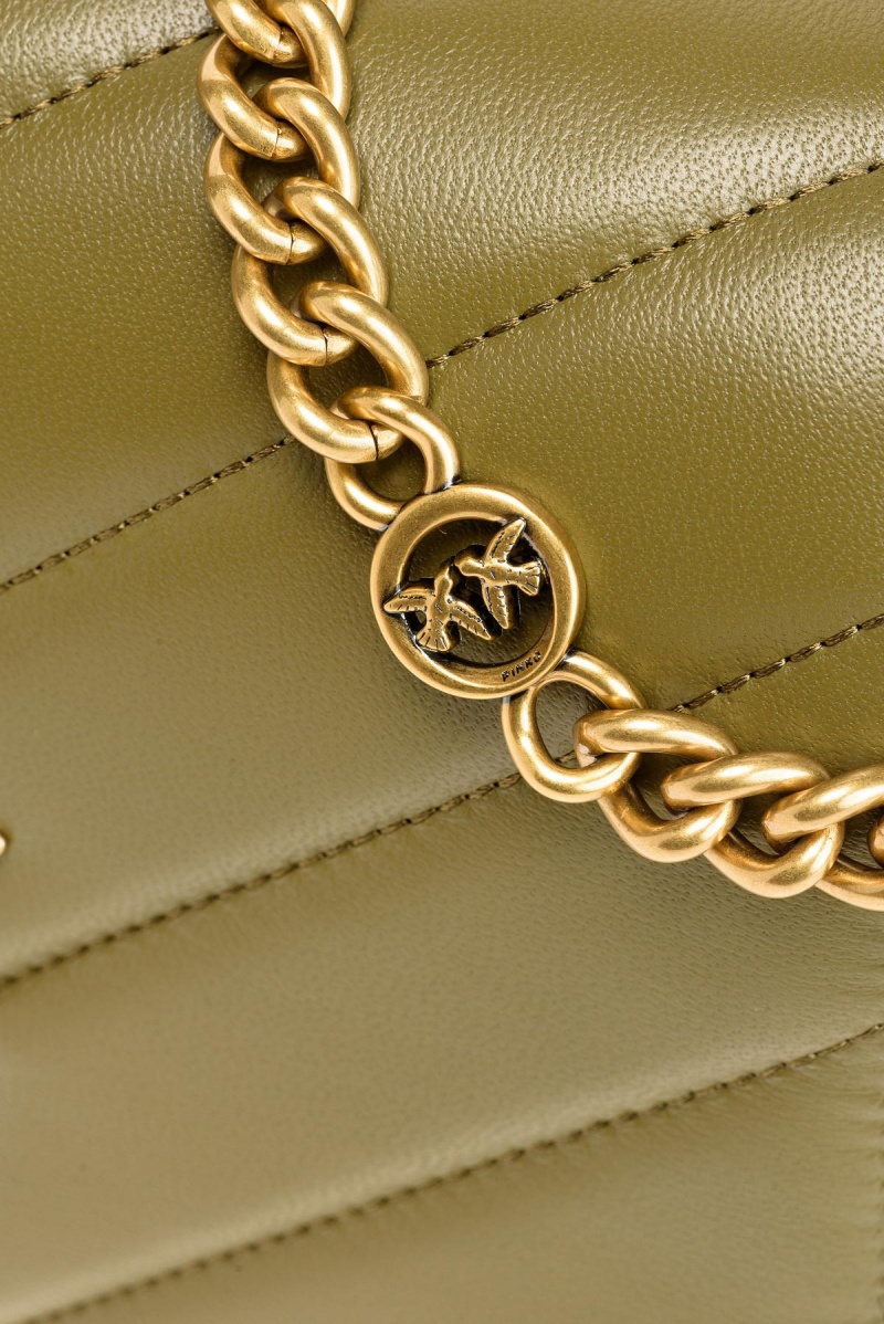 FIR GREEN-ANTIQUE GOLD Pinko Classic Love Bag Click Big Chevron | MYDYB15110