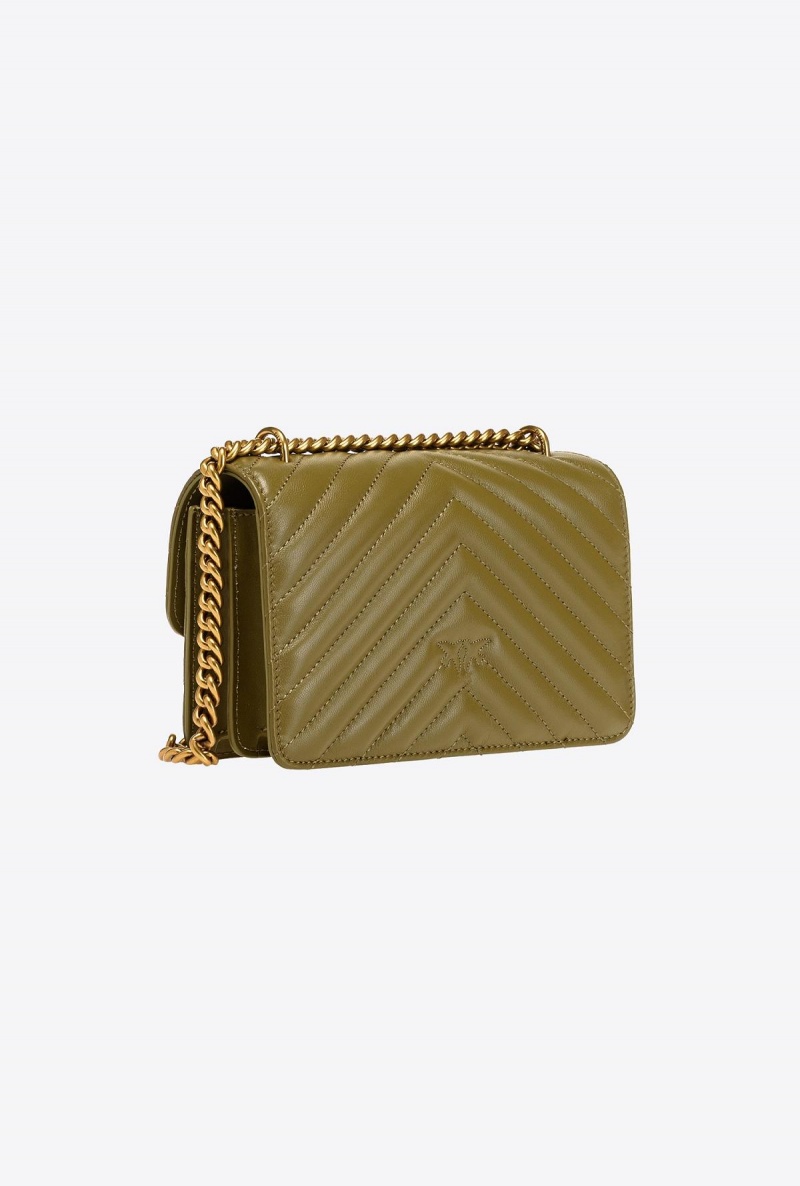 FIR GREEN-ANTIQUE GOLD Pinko Mini Love Bag One Chevron Jewel | MMYFT24583