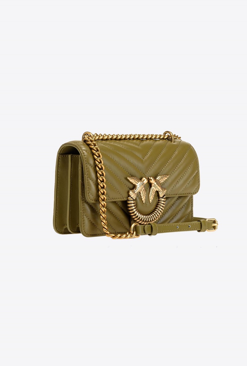 FIR GREEN-ANTIQUE GOLD Pinko Mini Love Bag One Chevron Jewel | MMYFT24583