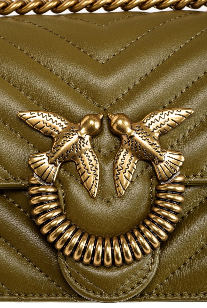 FIR GREEN-ANTIQUE GOLD Pinko Mini Love Bag One Chevron Jewel | MMYFT24583