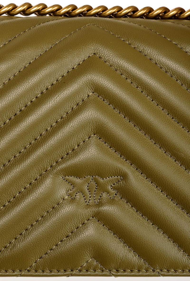 FIR GREEN-ANTIQUE GOLD Pinko Mini Love Bag One Chevron Jewel | MMYFT24583