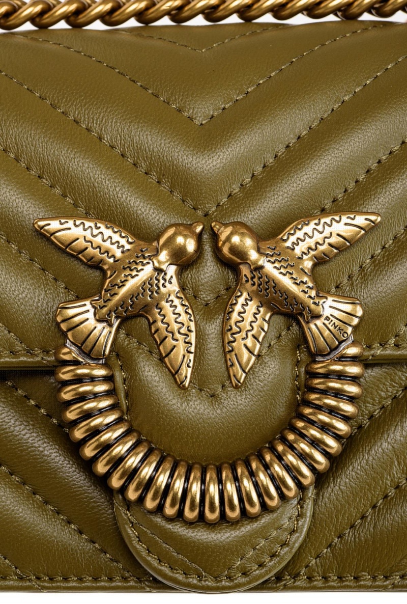 FIR GREEN-ANTIQUE GOLD Pinko Mini Love Bag One Chevron Jewel | MYZPD93479