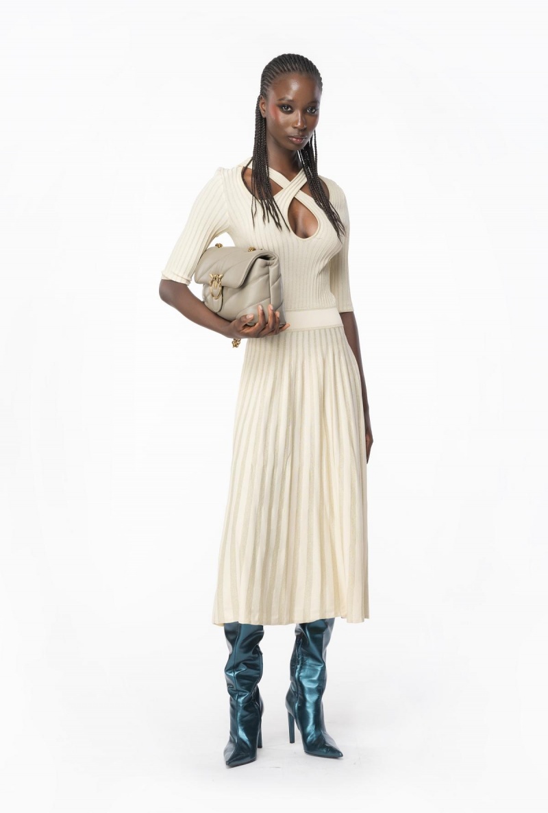FOG BEIGE Pinko Two-tone knit dress | ZMYMJ57856