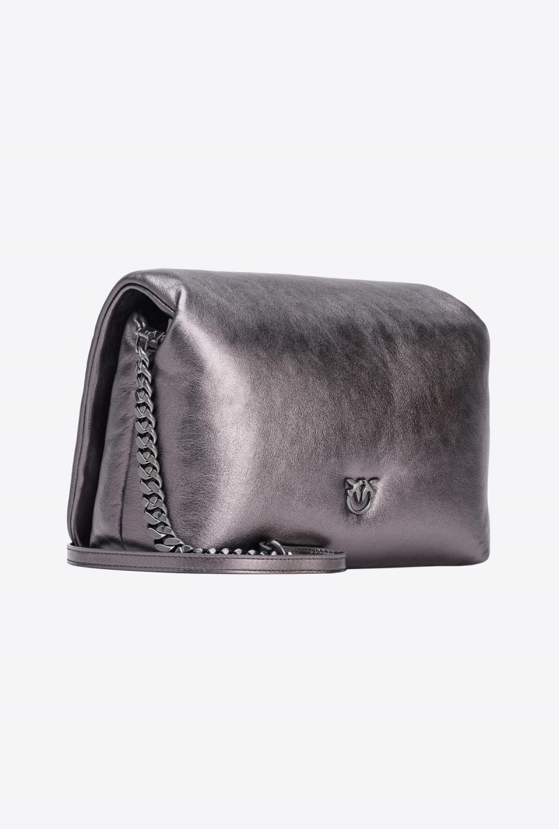 FREE GUNMETAL GREY-BLOCK COLOUR Pinko Galleria laminated Classic Love Bag Click Puff | FMYHY58309