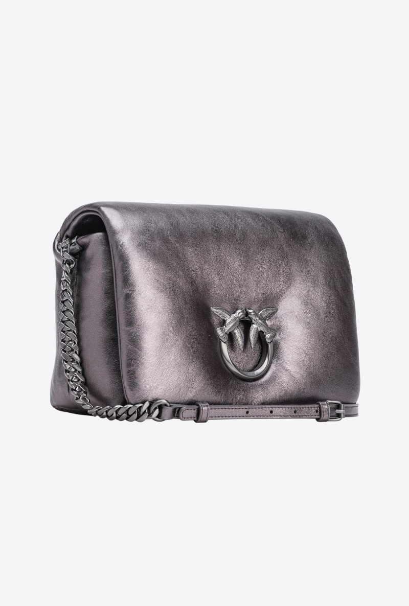FREE GUNMETAL GREY-BLOCK COLOUR Pinko Galleria laminated Classic Love Bag Click Puff | FMYHY58309