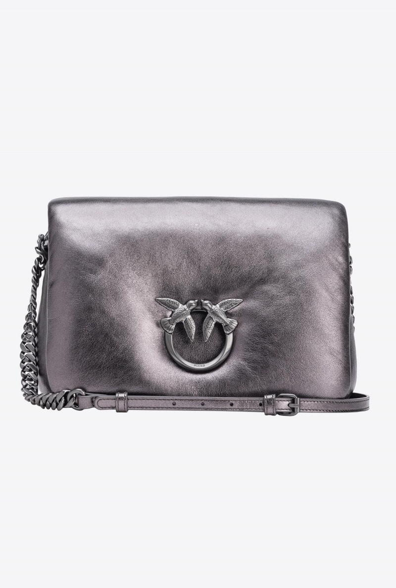 FREE GUNMETAL GREY-BLOCK COLOUR Pinko Galleria laminated Classic Love Bag Click Puff | FMYHY58309