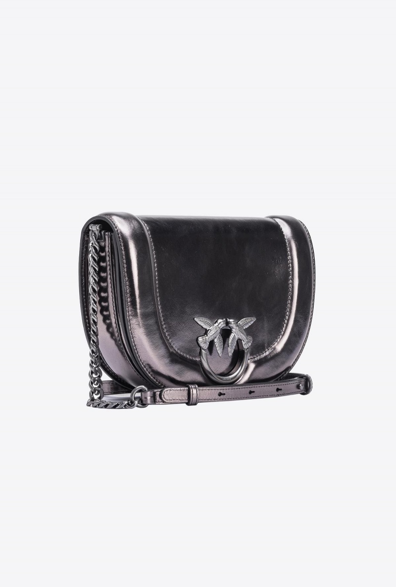 FREE GUNMETAL GREY-BLOCK COLOUR Pinko Galleria laminated Classic Love Bag Click Round | MYQAV78112