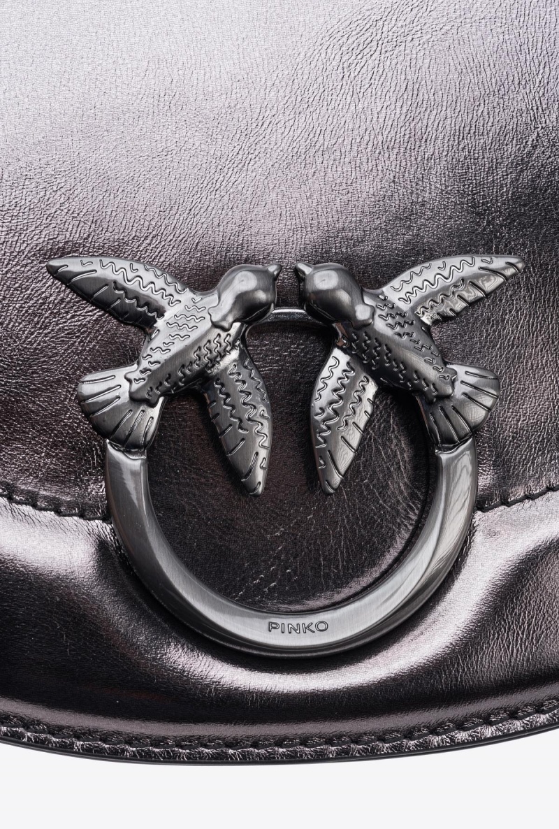 FREE GUNMETAL GREY-BLOCK COLOUR Pinko Galleria laminated Classic Love Bag Click Round | MYQAV78112