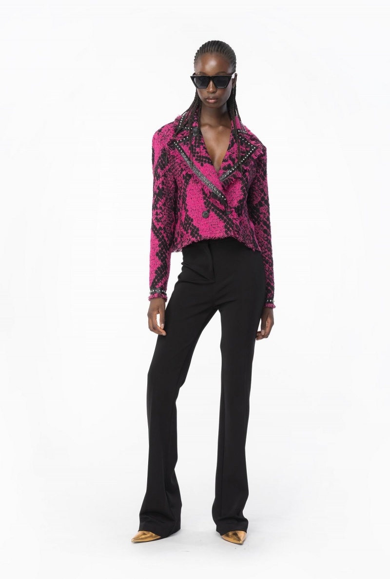 FUCHSIA/BLACK Pinko Boxy jacquard jacket with snake motif | MYEGJ16613