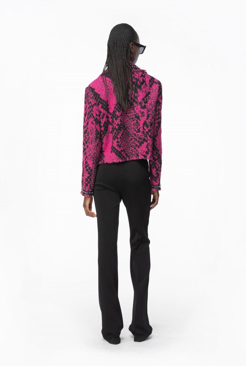FUCHSIA/BLACK Pinko Boxy jacquard jacket with snake motif | MYEGJ16613