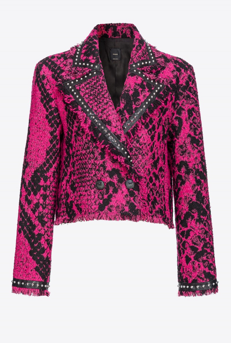 FUCHSIA/BLACK Pinko Boxy jacquard jacket with snake motif | MYEGJ16613