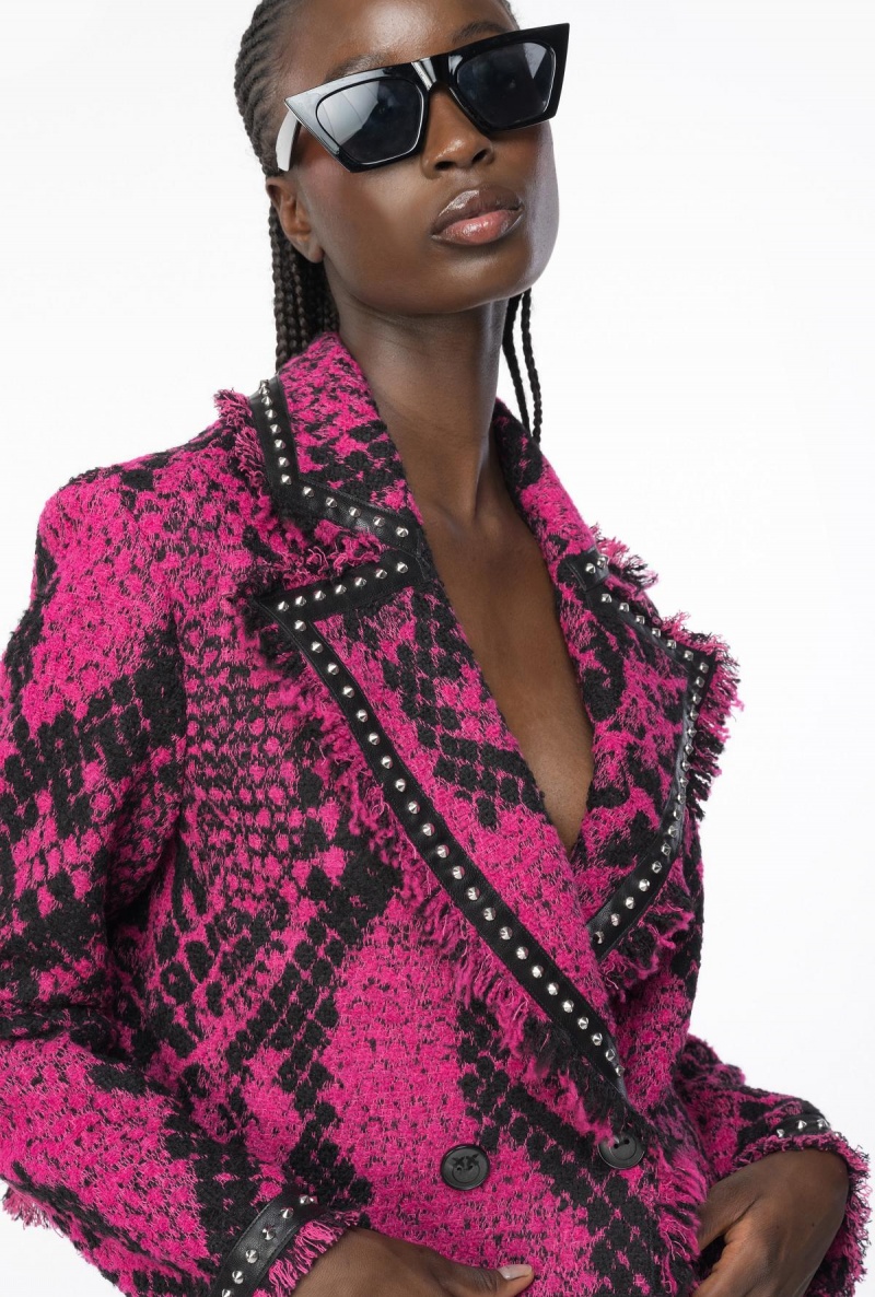 FUCHSIA/BLACK Pinko Boxy jacquard jacket with snake motif | MYEGJ16613