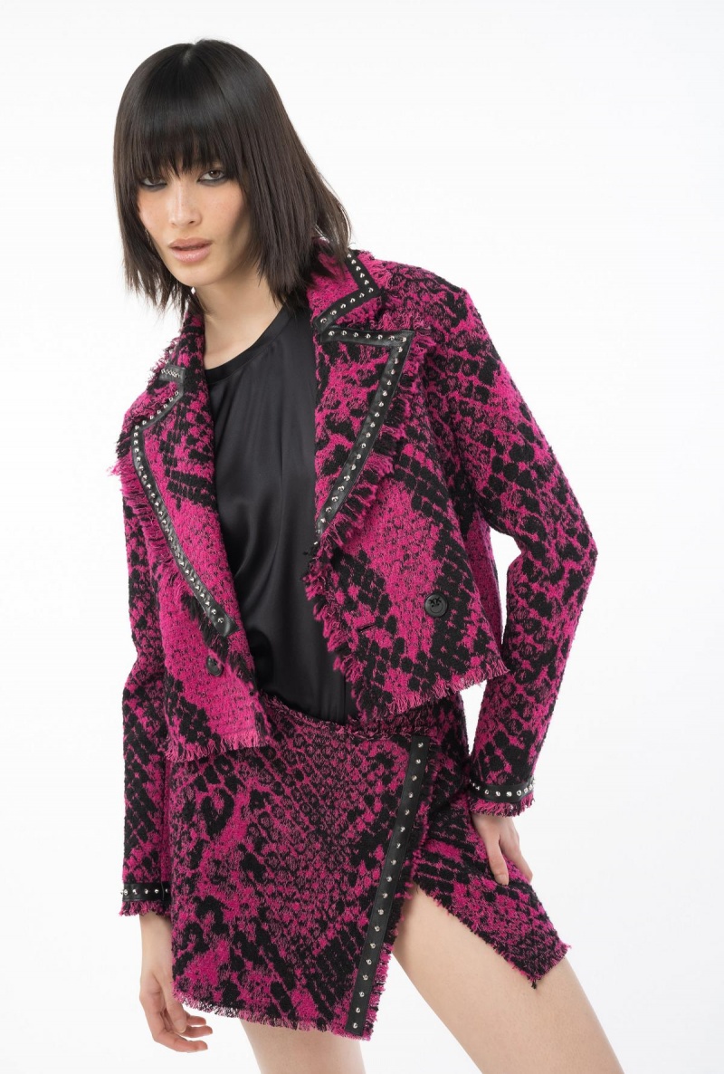 FUCHSIA/BLACK Pinko Jacquard mini skirt with snake motif | UMYND58879
