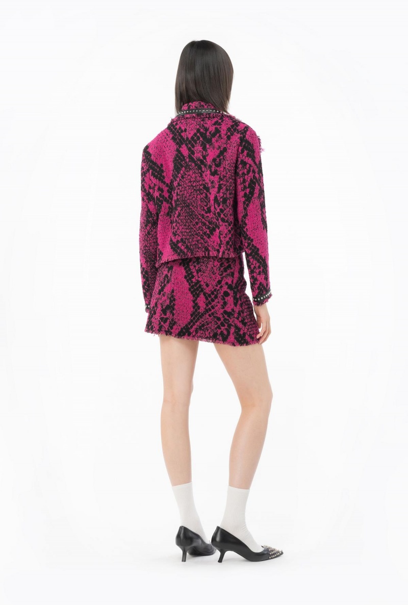FUCHSIA/BLACK Pinko Jacquard mini skirt with snake motif | UMYND58879