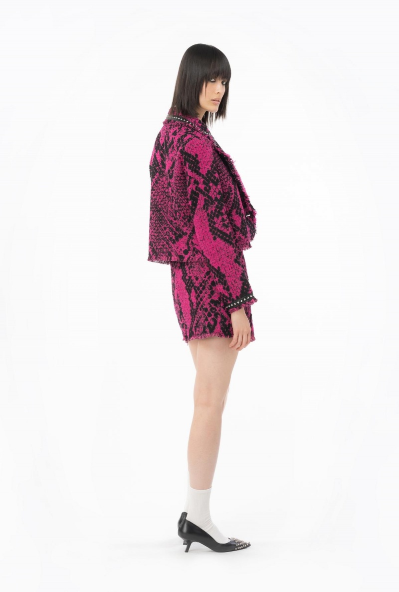 FUCHSIA/BLACK Pinko Jacquard mini skirt with snake motif | UMYND58879