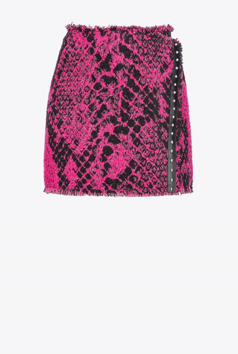 FUCHSIA/BLACK Pinko Jacquard mini skirt with snake motif | UMYND58879